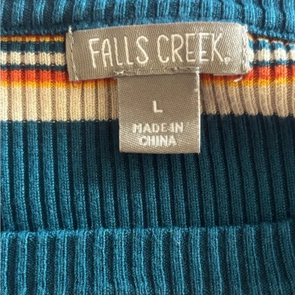 Falls Creek Teal and Orange Striped Sweater Size L - Picture 8 of 10